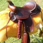 New children's western leather saddle - view of left side